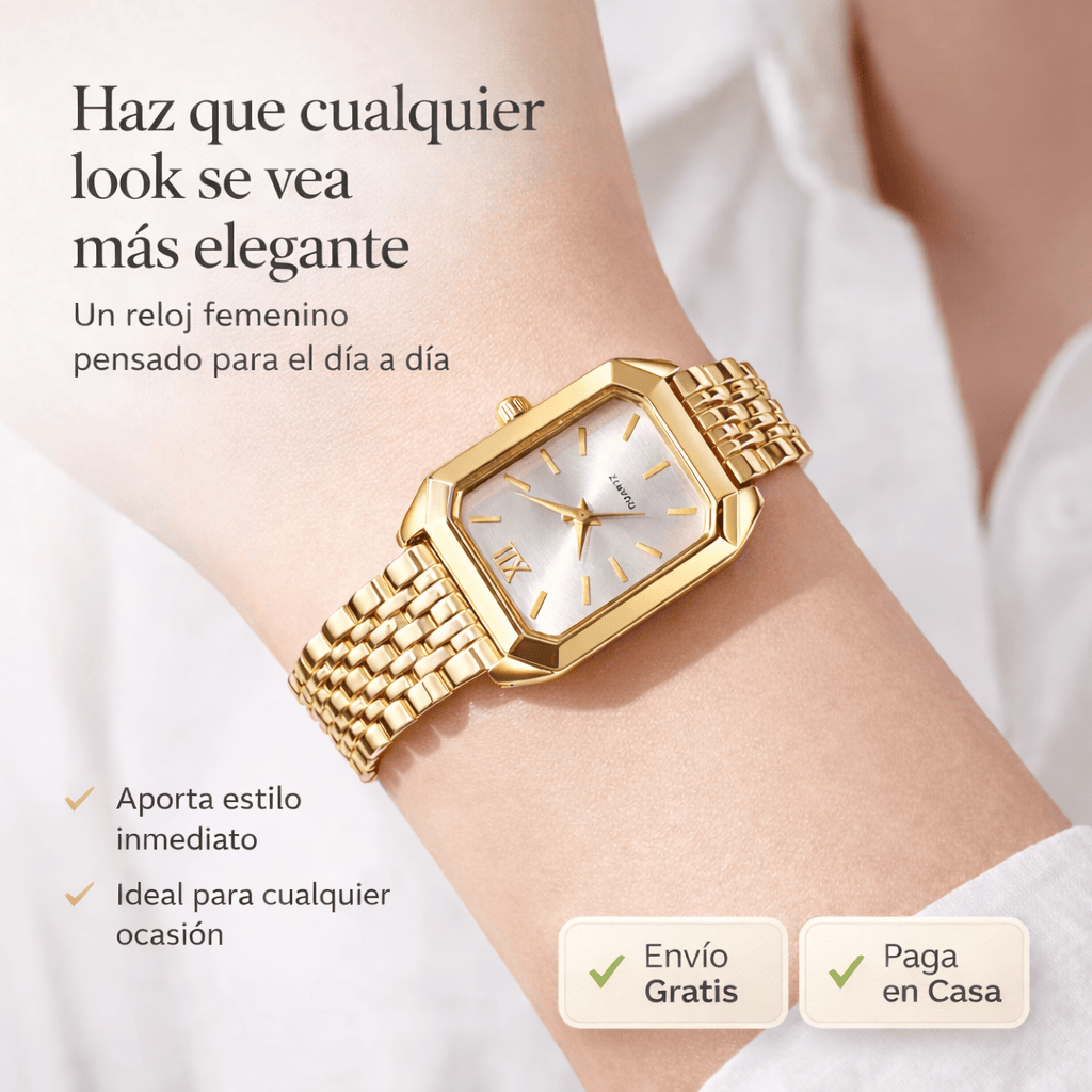 MONTRÉE GOLD™ Reloj femenino de cuarzo con diseño dorado elegante